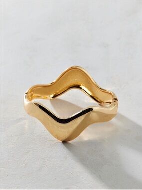 New! Gold Organic Wave Bangle Bracelet